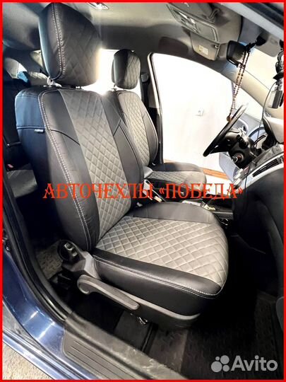 Чехлы Kia Ceed 1 из экокожи чёрно-серые Ромб