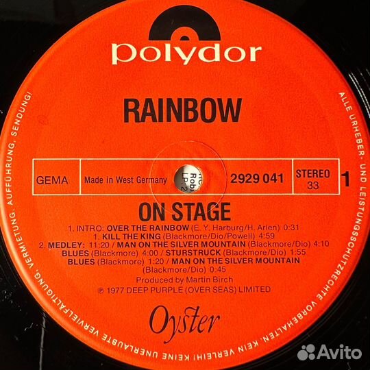 Rainbow - On Stage 2LP (Германия 1977г.)