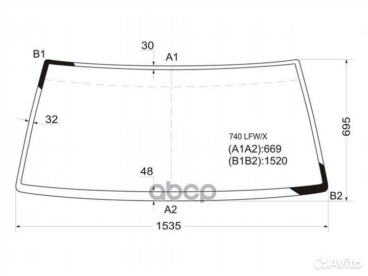 Стекло лобовое volvo 740 4/5D 83-92/volvo 940 4