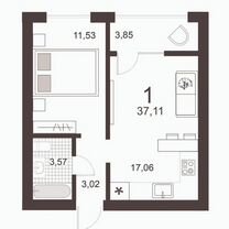 1-к. квартира, 37,1 м², 1/10 эт.