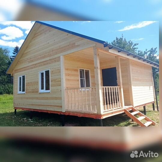 Каркасный дачный дом 8х7м с верандой