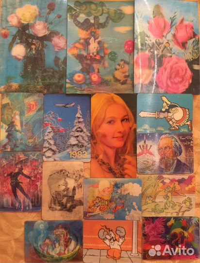 Переливные календарики Открытки Винтаж гдр