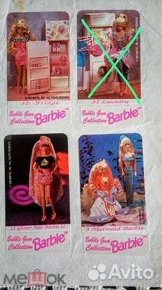 Наклейки вкладыши жвачка Barbie Наклеены