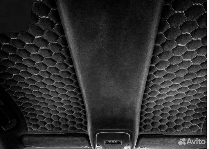 Перетяжка потолка автомобиля в алькантару