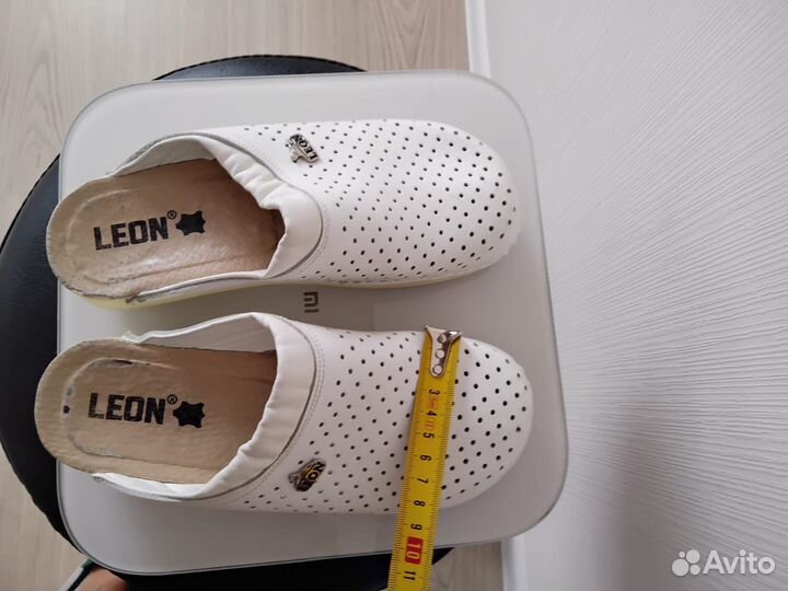 Сабо женские кожаные Leon,37р,белые,медицинские
