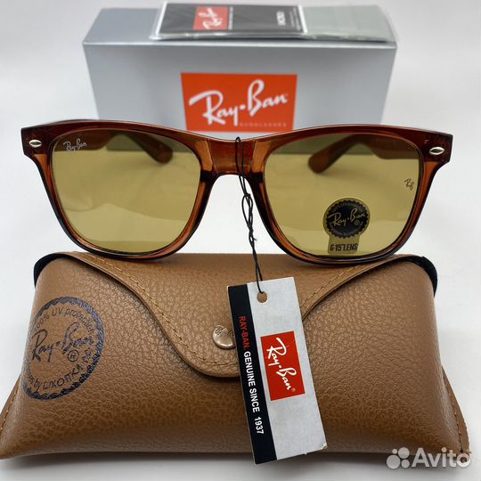 Очки ray ban wayfarer 2140 коричневые стекло