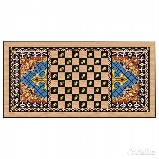 Нарды + Шашки Сирия Голубые большие (Россия, дерево, 60 см), Partida 62382