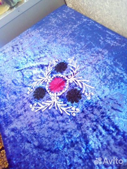 СССР. Плюшевая скатерть синего цвета
