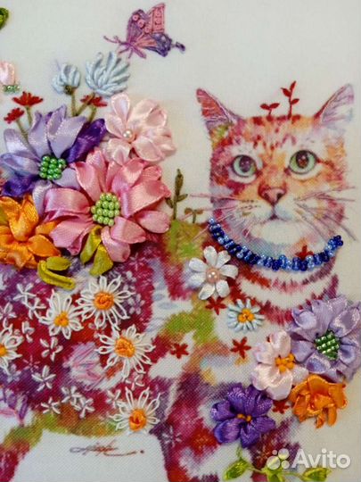 Картина вышивка лентами