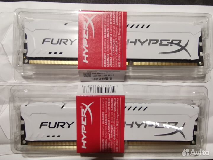 Kingston HyperX Fury 1866mhz DDR3 2x8Гб-16гб