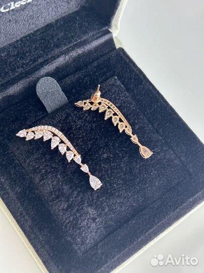 Серьги с цирконом премиум