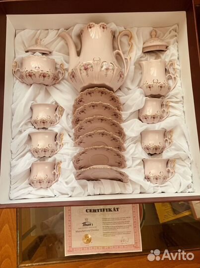 Сервиз кофейный Thun розовый фарфор, Chodov, Чехия