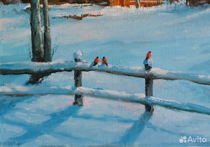 Картина Ясная зимка, снегири. Марк Кремер