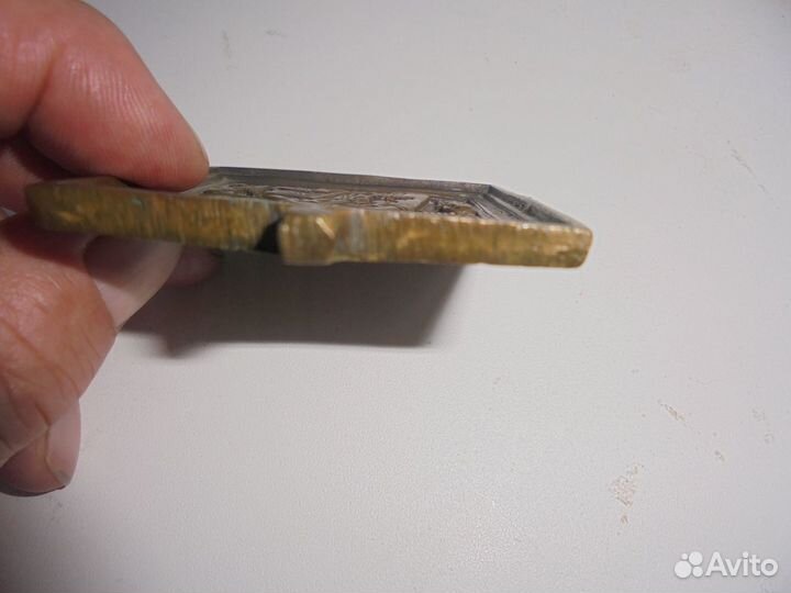 Антиквар икона Николая Чудотворца медь 5х6 см