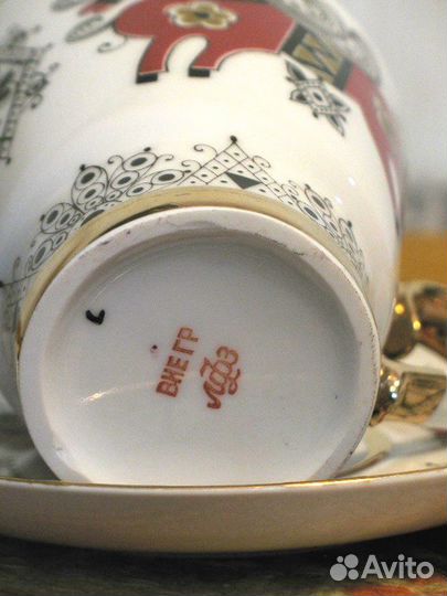 Новый Бокал с блюдцем чайная пара Красный конь лфз