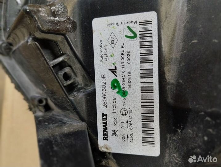 Фара renault duster