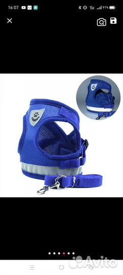 Светоотражающая шлейка и поводок