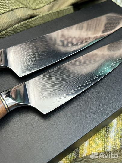 Комплект ножей для кухни из дамасской стали