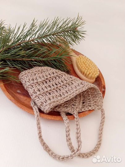 Мочалка из джута, гипоаллергенная, массажная