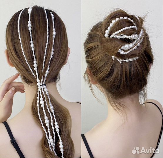 Заколка с жемчужными нитями