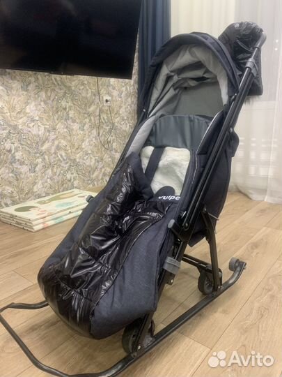 Санки коляска с большими колесами