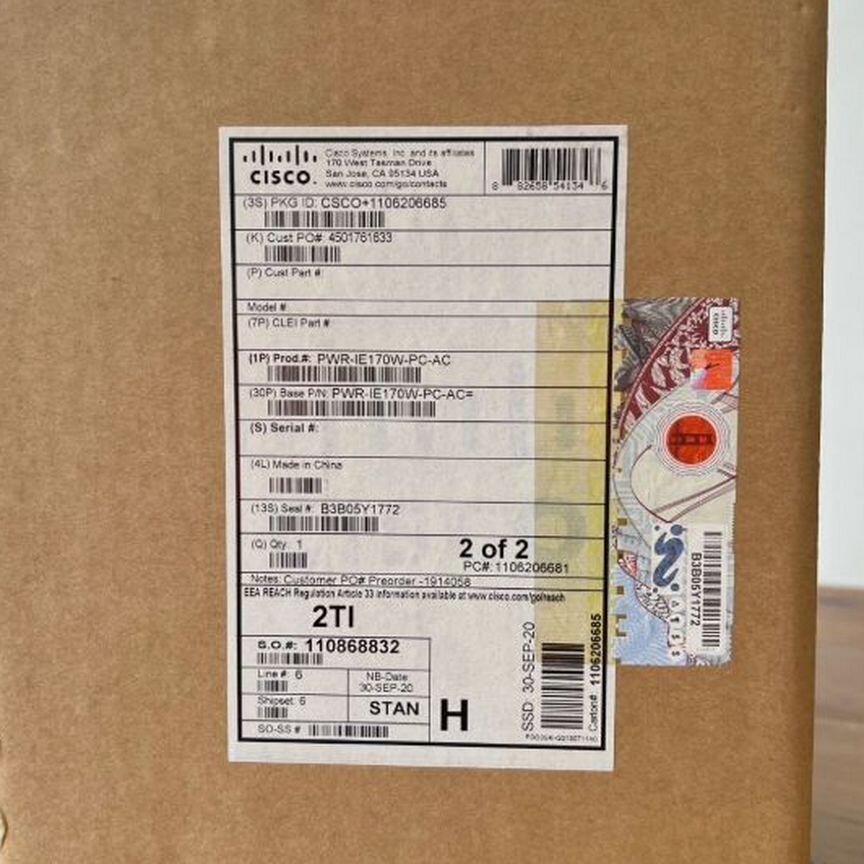 [PWR-IE170W-PC-AC] Cisco Новый В Коробке Pwr-Ie170w-Pc-Ac