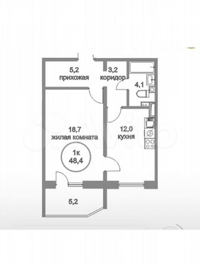 1-к. квартира, 48 м², 4/18 эт.
