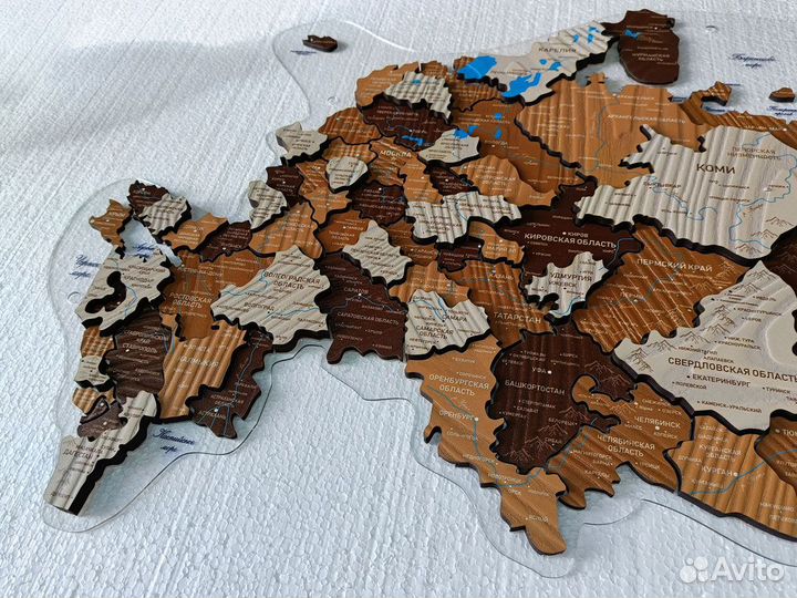 Деревянная карта России из дерева, Нефтекамск