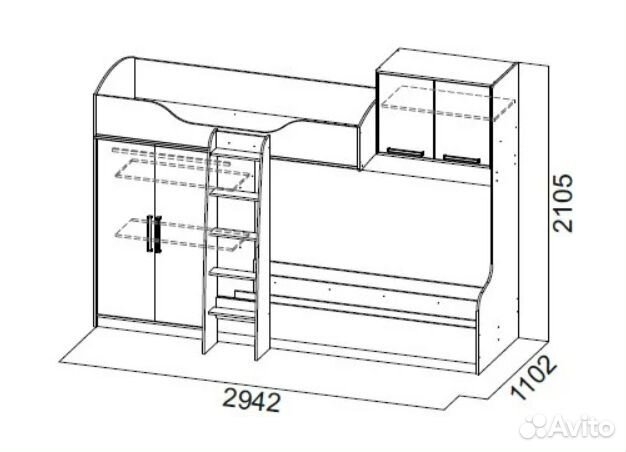 Кровать 2х ярусная