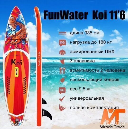 Сапборд надувной Funwater KOI 350*84*15