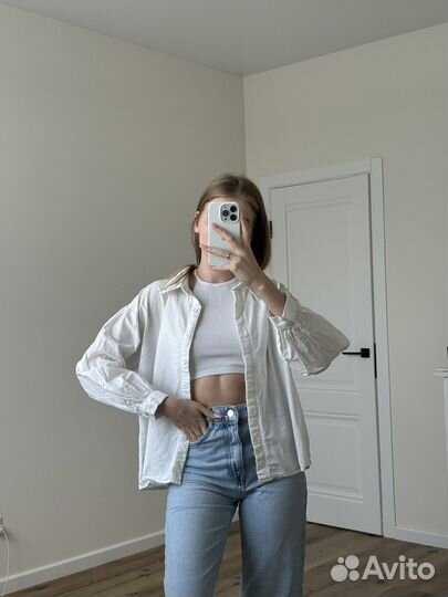 Белая рубашка оверсайз