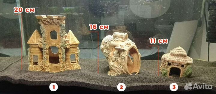 Декорации для аквариума: замок, грот, домик