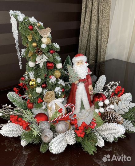 Интерьерная композиция, нов декор, еловые игрушки