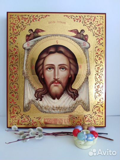 Рукописная икона Спас Нерукотворный