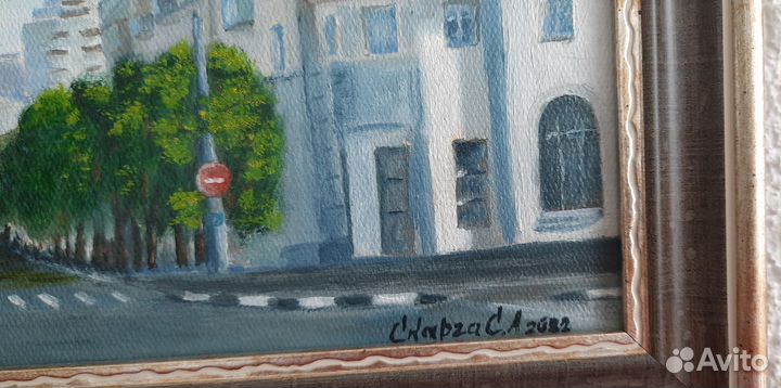 Картина масло подрам городской пейзаж Новороссийск