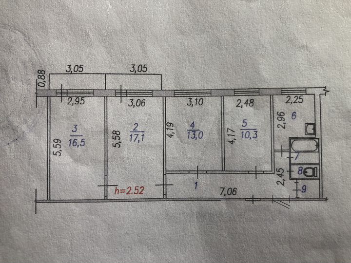 4-к. квартира, 76,7 м², 5/5 эт.