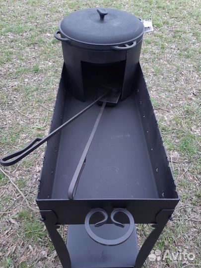 Мангал с печкой под казан 34 см