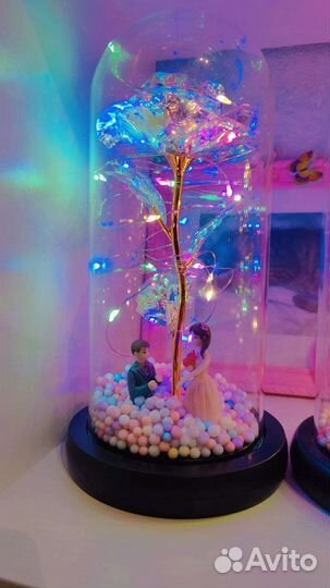 Роза в колбе с подсветкой