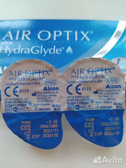 Контактные линзы AIR optix plus HydraGlyde, 2 шт