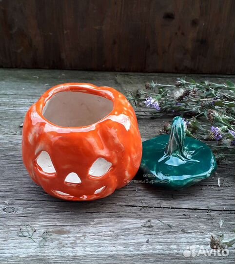 Тыква керамика. Подсвечник