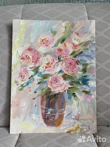 Картина маслом нежные розы, 30х40