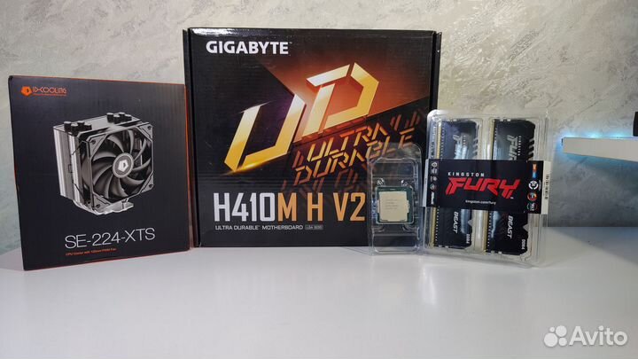 Новый комплект i5 10400f+h410+32gb ddr4+кулер