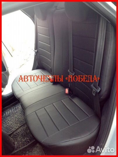 Чехлы Kia Rio 3 хб из экокожи чёрные Классика