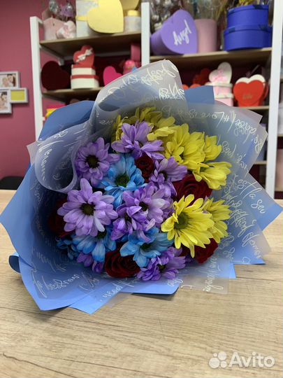 Сборный букет из Роз и Хризантем