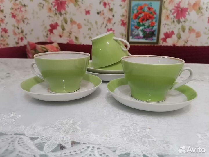 Чашка с блюдцем костяной фарфор СССР