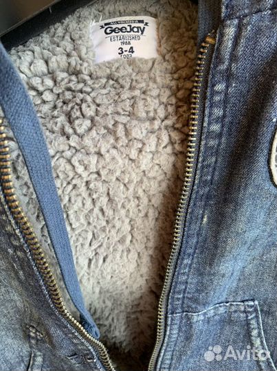 Джинсовая утеплённая куртка детская 98