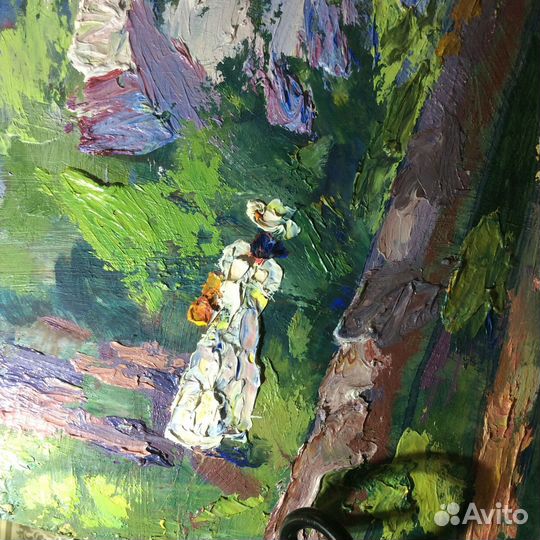 Картина винтаж пейзаж Слива цветёт, Соломатин И.В