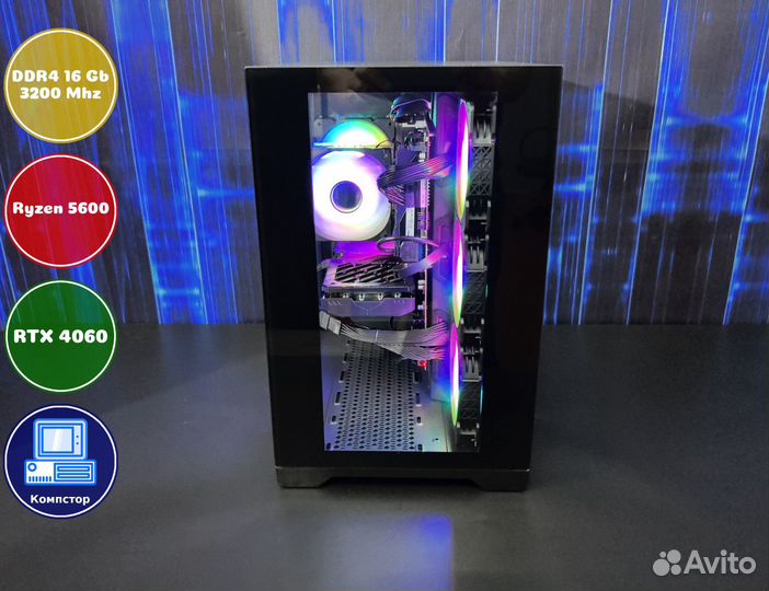 Собранный компьютер AMD5600-RTX4060-16DDR4-PIN-A520
