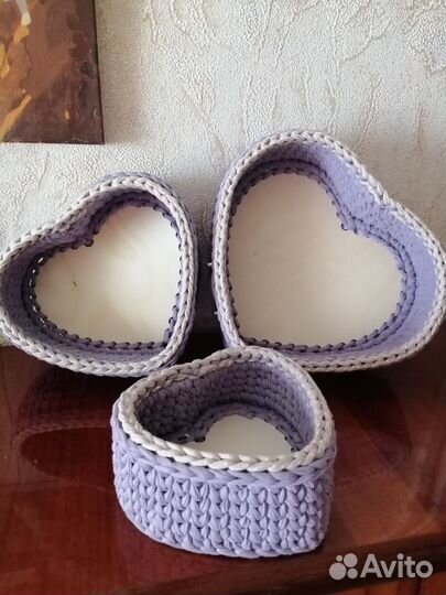 Вязаные корзины для хранения набор