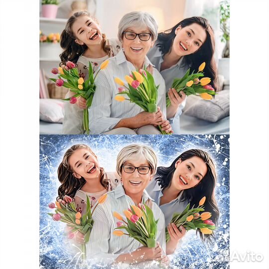 Дрим арт, печать на холсте, портрет по фото, шаржи